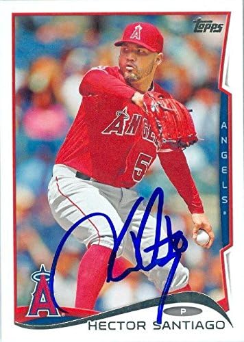 Sports Memorabilia Autograph Warehouse 248008 Hector Santiago Autographed Baseball Card - Los Angeles Angels 2014 Topps - No. US194