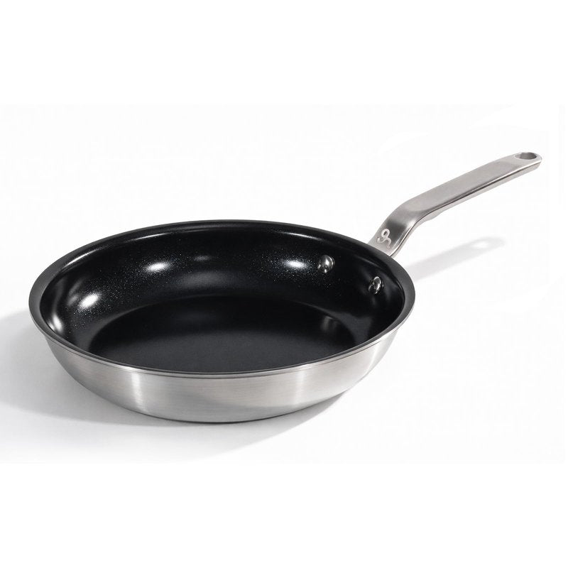 GLOBEHOME 5 Ply Ceramic Non Stick Frying Pans - 10 Inch Stainless Clad Nonstick Skillet, Non Toxic, PTFE & PFOA FREE, Professional Cookware for Induction, All Stoves and Oven up to 650°F