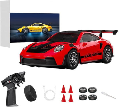1/43 Scale RC Drift Car 2.4G Full Proportional 4WD Remote Control Car with Gyro Adjustable Speed &amp LED Lights Alloy RC Vehicle for Adult