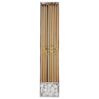 Meri Meri Long Birthday Candles for Cake (Pack of 16), 8.75" Tall Unscented Candles