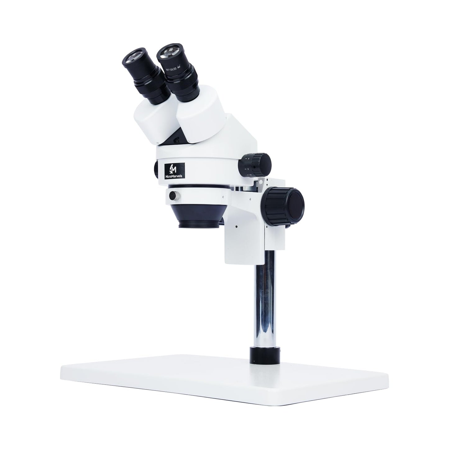 MicroMarvels Professional Binocular Stereo Microscope 7X-45X Magnification with LED Ring Light, Dual Coarse & Fine Focus, Wide Base for PCB Repair, Jewelry, Mineral Observation