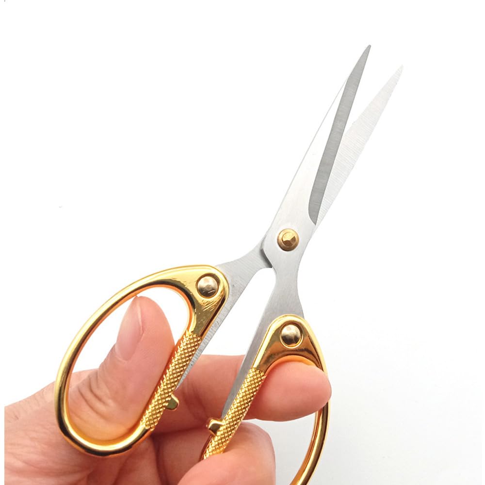 Aemoe 5" All Stainless Steel Office Scissors,Ultra Sharp Blade Shears,Sturdy Sharp Scissor for Office Home School Sewing Fabric Craft Paper Multipurpose Scissors Gold