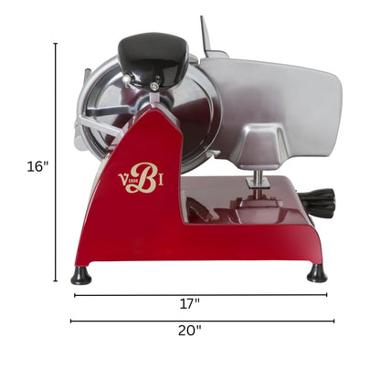 VBI Milano 1898 Red Line 250 Electric Food Slicer | 10" Blade | Perfect Cuts & Reduced Waste | Built-In Sharpener | Premium Kitchen Appliance | Italian Heritage Since 1898 (Red)