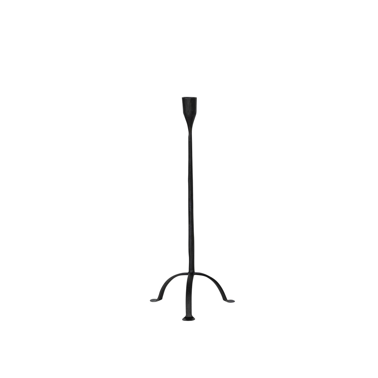 Creative Co-Op 16" H Hand-Forged Cast Metal Footed Taper Holder, Black