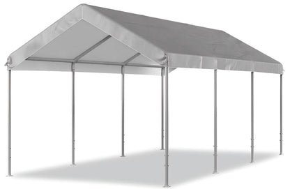Aoxun Carport 10x20 ft Heavy Duty Carport Canopy, Adjustable Height Potable Car Canopy for Cars, Boats, Trucks, Outdoor Carport Shelter Portable Garage with Reinforced Frame, Gray