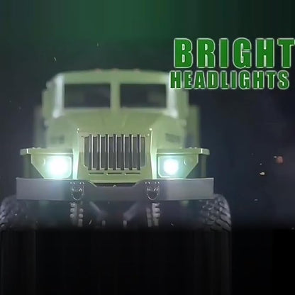 GoolRC RC Military Truck 1:16 Scale 6WD Remote Control Car Off-Road RC Truck with LED Light and 2 Batteries All Terrain Army Transport Vehicle for Adults