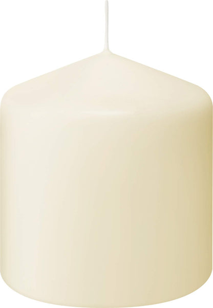 BOLSIUS 6 Ivory Pillar Candles Bulk - 3x3 Inches Candle Set - 25+ Hours Clean Burning - No Palm Oil - 0% Animal Fat - Premium European Quality - Unscented Dripless Dinner Pillars