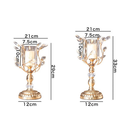Candlestick Holders High-Grade Metal Crystal Glass Aromatherapy Candle Holder Dining Table Decoration Ornaments Candle Holders(Small)