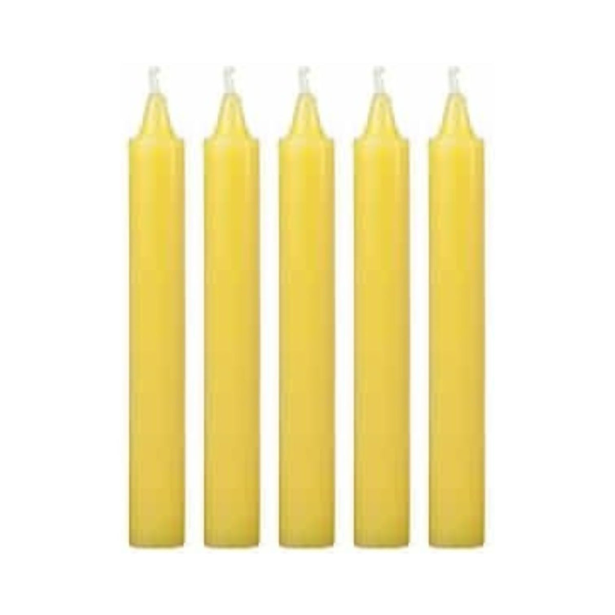 6 Inch Taper Candle 5 Pack Spell, Wicca, Santeria, Energized Candles Velas de 6 Pulgadas Paquete de 5 Velas (Yellow)