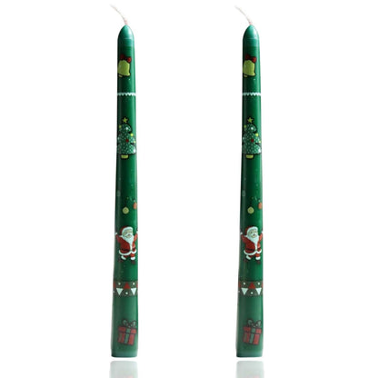 2 Pack greenTaper Candle 10 Inch Candles,Candlesticks Unscented Tapered Candl Set for Decor Wedding Party Dinner,Valentine's Day,Various Festivals to Celebrate (A Printed Candle, Dark Green)