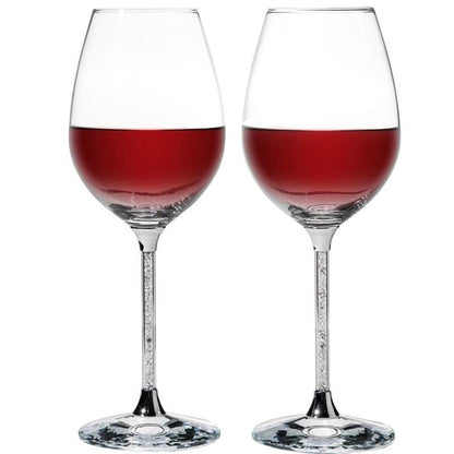 Matashi Crystal Wine Glasses Set of 2 (18.5 oz) - Clear Crystal Filled Stem, Luxury Decorative Wine Glass Gift Set for Wedding, Anniversary, Elegant Red & White Wine Glasses