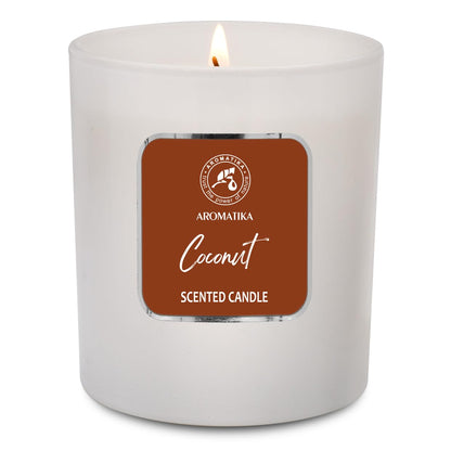 Scented Candle Coconut - Glass Candle Gift - Aromatherapy Candle with Soywax 200g - Up to 45 Hours Burn Time - Soy Wax Candles - Home Scented Candles