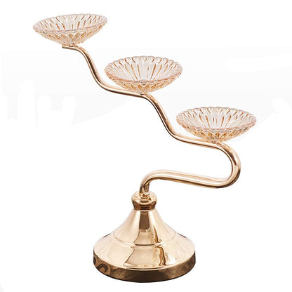 XILIN-1987 Candle Holderss Three-arm Candlestick Metal Pillar Candlestick Wedding Event Candlestick for Candlelight Dinner and Table Decoration (Gold, 13.713.4 Inches) Decorative Candlestick