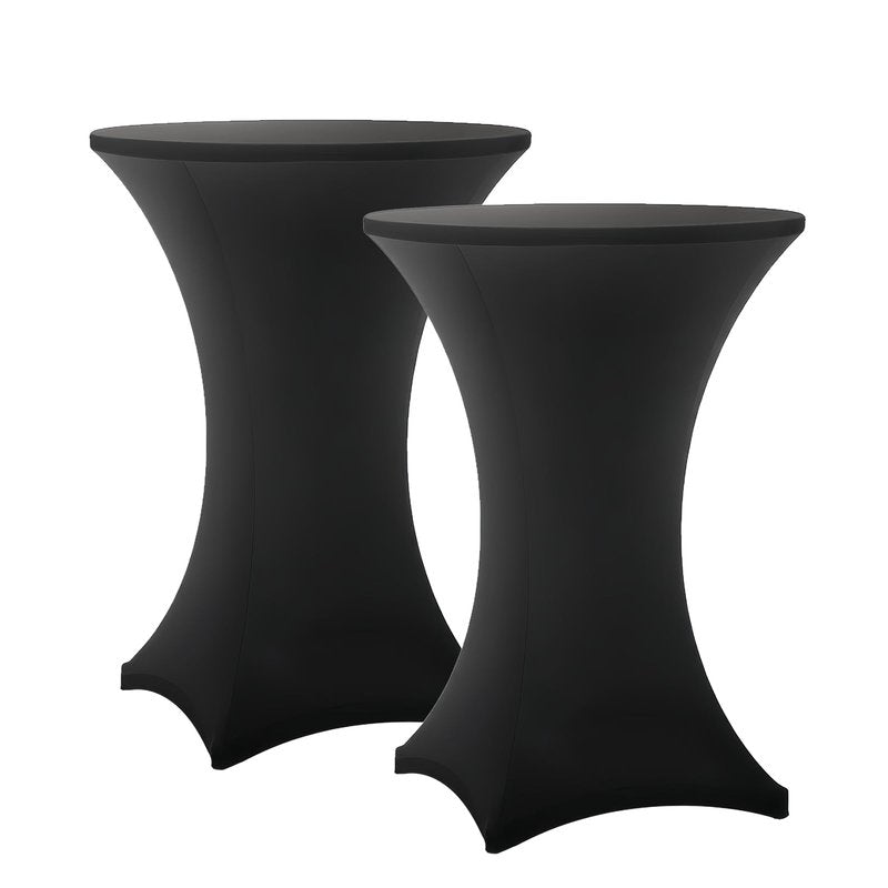 Lemict Cocktail Table Covers - 2 Pack 32x43 Inch Table Cloth - Black Fitted Stretch Spandex Round High Top Tablecloth for Party, Bar, Birthday, Pub, Banquet