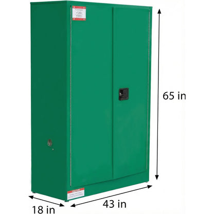 45 Gallon Flammable Safety Cabinet, Industrial Yellow Steel Storage for Flammable Liquids, 2 Adjustable Shelves, Double-Wall Fireproof Cabinet with Manual Close Doors & Vents - Green