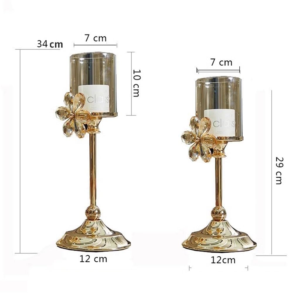 cfycfy987 Candelabra Candle Holders Wedding Centerpieces Metal Crystal Candlestick Holders Stand for Table Party Church Decor Candle Sticks Holder(Large)
