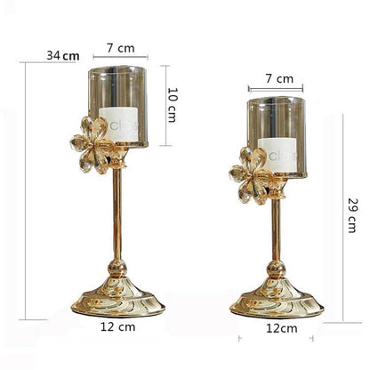 Candle Holders Candle Holders, Wedding Decorations, Metal Crystal Candle Holders, Stand for on Table, Party, Church Decoration Decorative Candle Holder(Small)