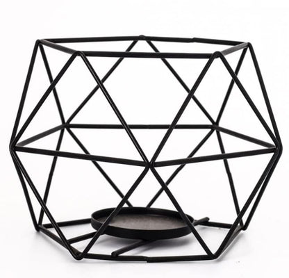 ZHZXBDGQ Tealight Holders Metal Wire Iron Tea Light Candle Holder Geometric Candle Holder Centerpieces for Wedding Holidays Events Party Decorations-Black