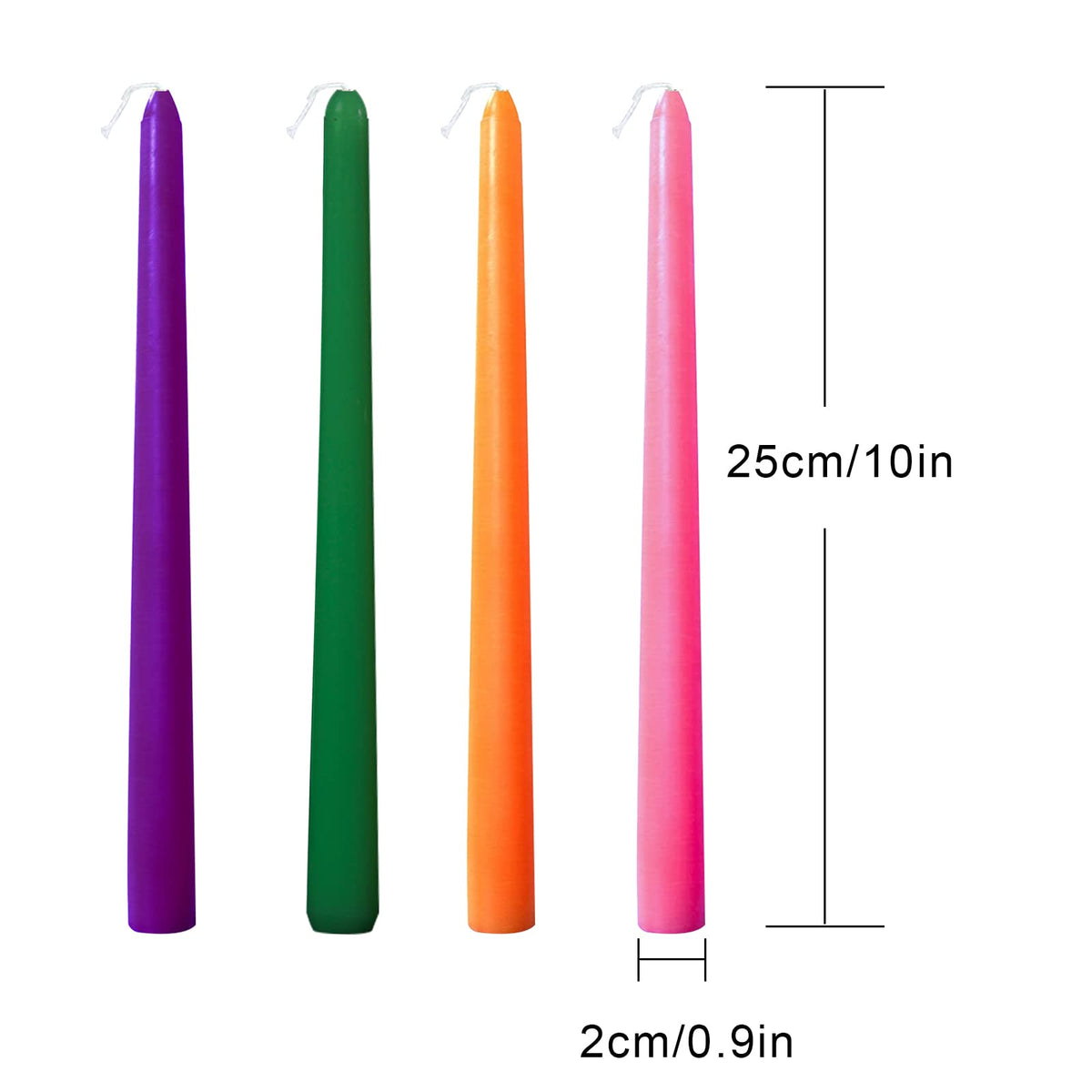 10 inch White Taper Candles-Set of 4 Tapered Candle, Tall Candlesticks,Home Dinner Candle, Party, Wedding, Halloween, Christmas Candles (9.9 inch, White)
