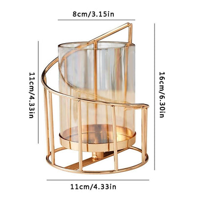 Candlestick Holder Golden Metal Candle Holder Multifunctional Glass Vase Glass Candle Holder Table Decoration Candle Modern Home Decoration Candle Holders (Size : Small)