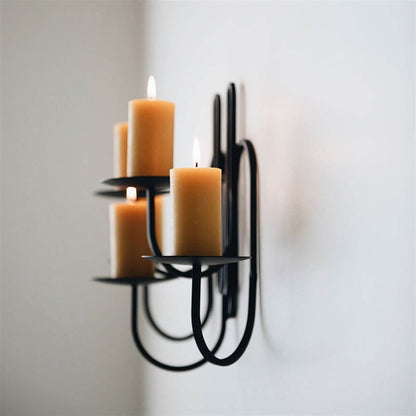 Decorative Candlestick European Light Luxury Iron Wall Mounted Candlestick Simple Living Room Porch Corridor Candle Holder Candlestick