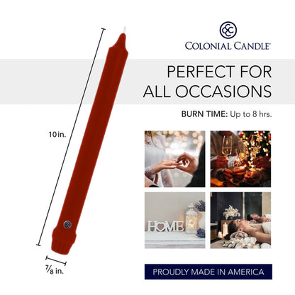 Colonial Candle NCC10.1620 Traditional Cranberry Taper Candles, 10", Maroon, Burgundy, Red