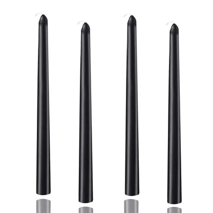 10 inch Black Taper Candles Set of 4 Tapered Candle, Tall Candlesticks,Dripless and Smokeless,Home Dinner Candl, Party, Wedding, Halloween, Christmas(9.9 inch, Black)