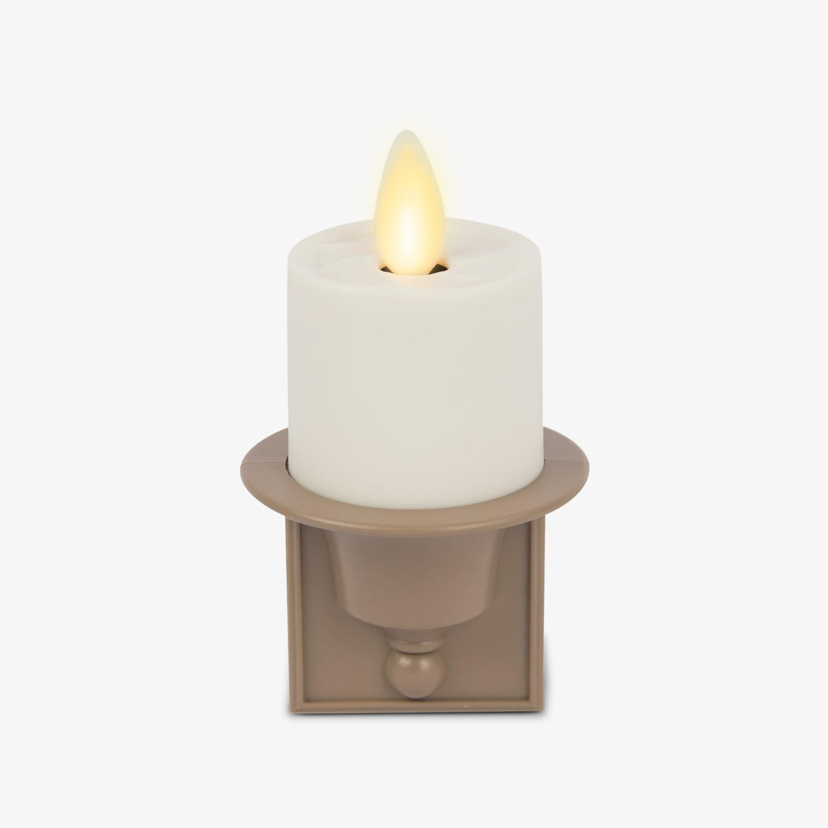 Luminara Flameless Candle Nightlight w/Dusk to Dawn Light Dark Auto Sensor, Timeless Taupe Wall Plug Indoor Night LED Light w/Real-Flame Effect Technology, Bathroom Bedroom Hallway, No Remote Needed