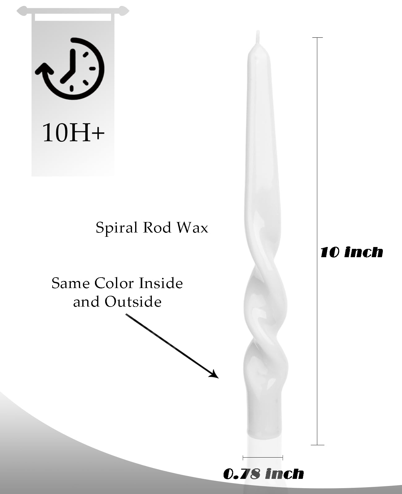 LPUSA White Spiral Taper Candles Twisted Candle Conical Stick Candles for Holiday Wedding Party Wax Unscented Dinner Candle Dripless,Birthday Gift Christmas Gift H 10 Inch,4pcs（White-A）