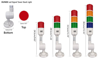 XUNDE Multi-Layer Industrial Signal Lights 4 Colors Alarm, Sound and Lamp Alarms, 24V DC (4-Layer)