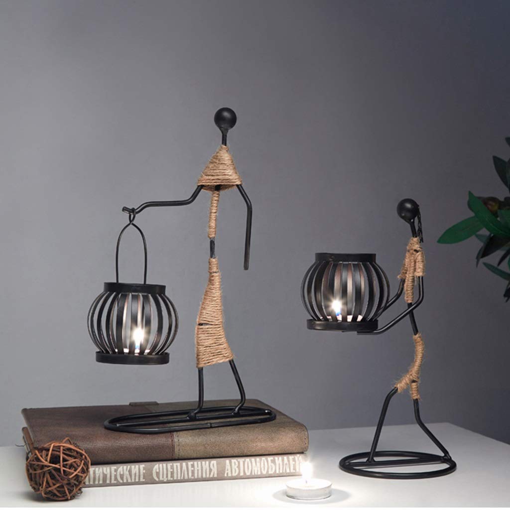 XILIN-1987 Candle Holderss Girl Shape Iron Candlestick Tabletop Decoration Cafe Candlelight Dinner Props Romantic Candlestick Decorative Candlestick (Size : B)
