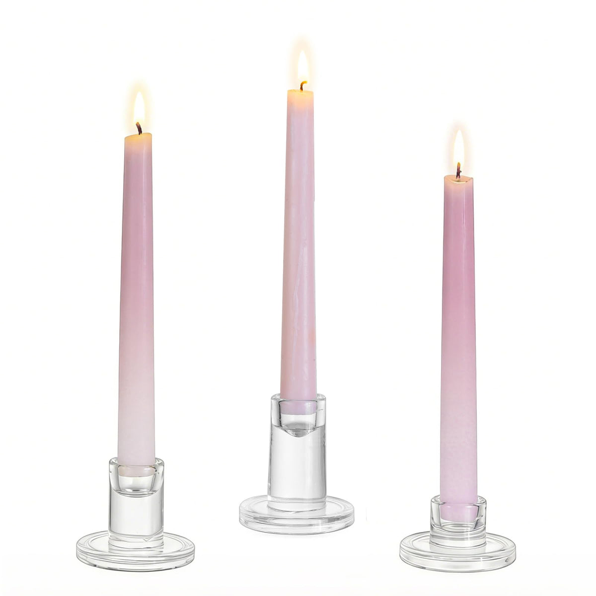 Glasseam Glass Taper Candle Holders: Set of 3 Tapered Candlestick Holders Small Clear Candle Sticks Holder Decor for Table Centerpiece Wedding Dining Room Home Decorations