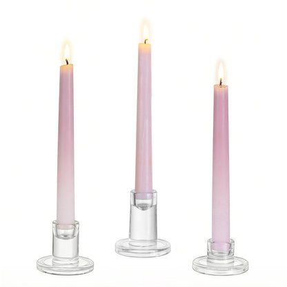 Glasseam Glass Taper Candle Holders: Set of 3 Tapered Candlestick Holders Small Clear Candle Sticks Holder Decor for Table Centerpiece Wedding Dining Room Home Decorations