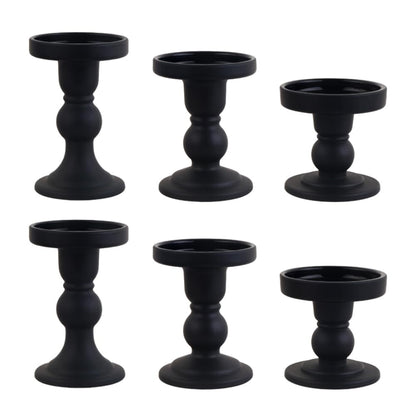 BTGLLAS 6-Piece Set of Black Glass Candlestick, Crystal Candlestick Holder Holder and Conical Candle, Christmas Candle Holder Decoration, Family Living Room Wedding Candle Holder (black2sets)
