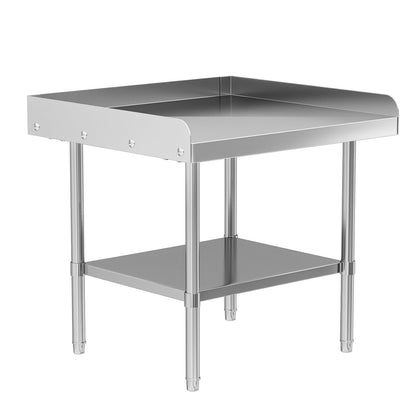 Chingoo Stainless Steel Equipment Stand, 24" x 24" x 26" NSF Work Table with 3-Sided Backsplash and Adjustable Undershelf for Commercial Restaurant, Home Kitchen, Hotel, Garage