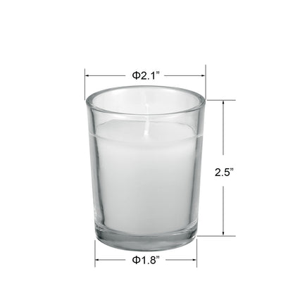 flamecan 24 Pack Clear Glass Filled White Votive Candles. Unscented Votive Candles for Home Décor Spa Weddings Birthdays Holidays Party