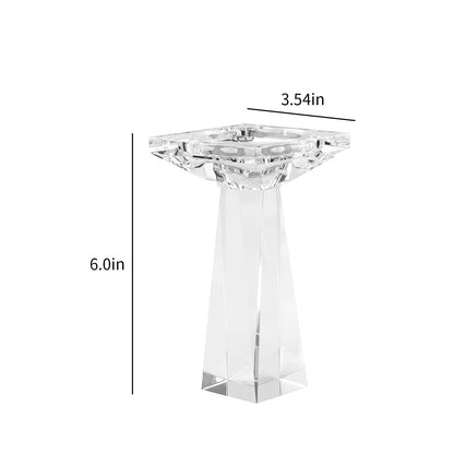 Marvala Crystal Taper/Pillar Candle Holders Set of 2, Heavy Solid Hand Cut Candle Stands Set, 6.3 Inches Height, Table Centerpiece Home Decor for Wedding, Dining, Party, Clear
