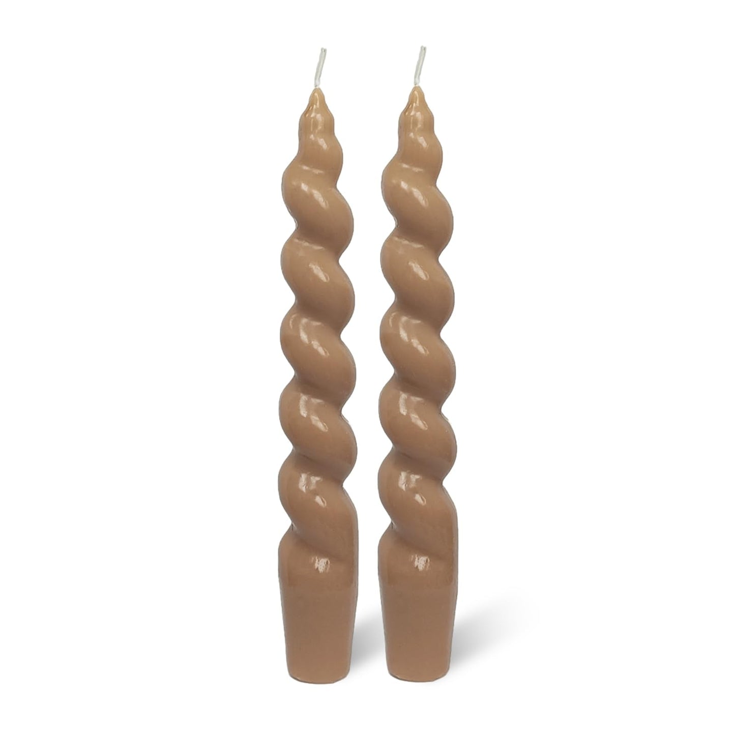 2 Pack 7.5 Inch Brown Spiral Twisted Taper Candles Unscented Dripless Candlesticks Handmade Candle Sticks for Candlelight Dinner Valentine's Day Wedding Home Decor