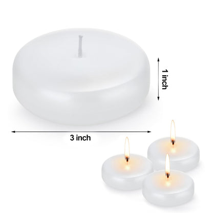 White Floating Candles for Centerpieces 3 inch 36 Pack Round Burning Tea Light Candles Unscented Smokeless Paraffin Wax Dripless, for Valentine's Day, Wedding, Party, Home Decor, Pool (36 Pack)