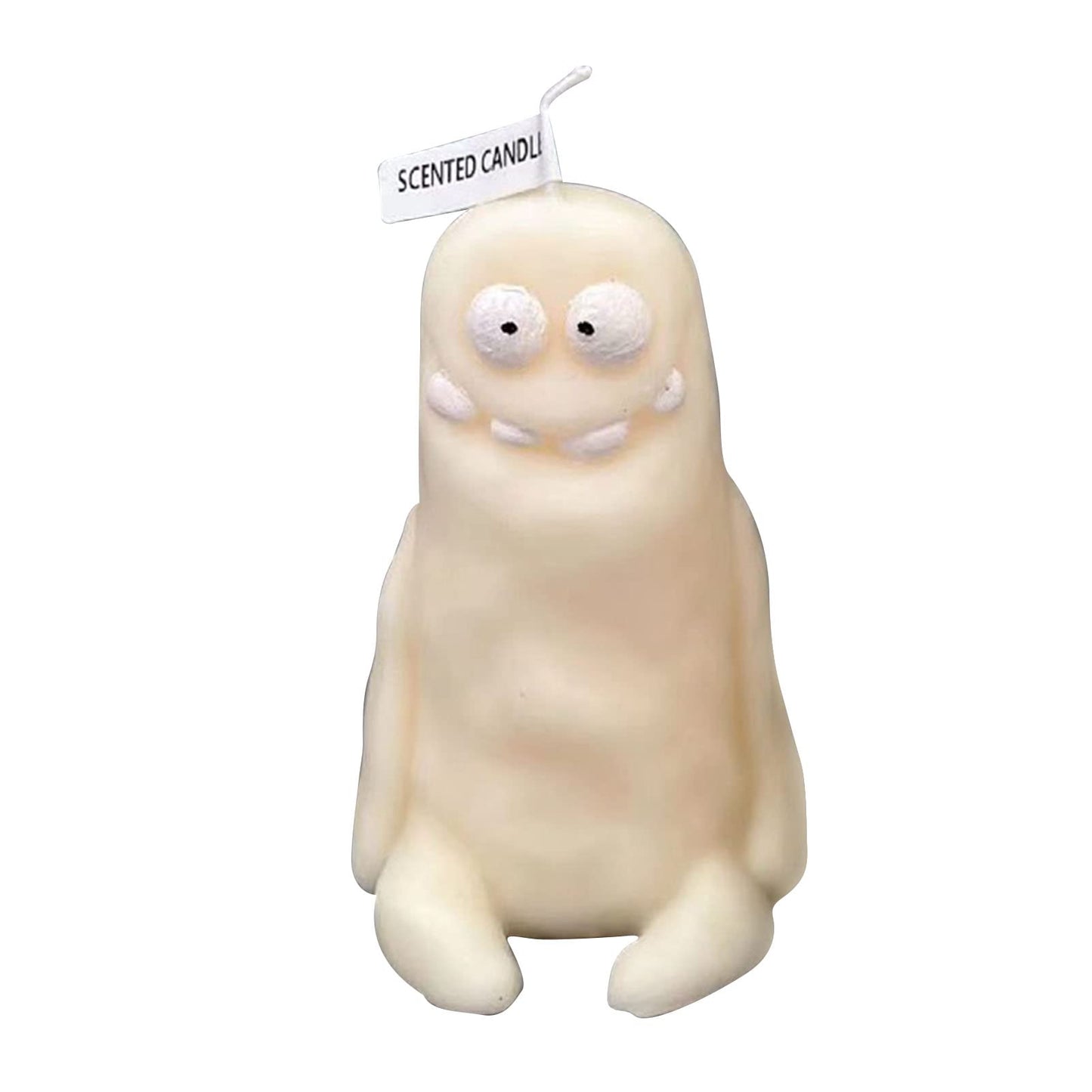RASTKY Clay Man Shape Fragrant Candle Smokeless Funny Cute Souvenir for Home Wedding Gift 5.6oz (Thin White)