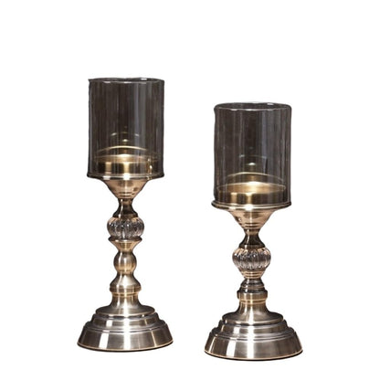 Candlestick Holders 2 Pcs Retro Metal Glass Candle Holder Luxury Dining Table Decoration Candlestick Candle Holders