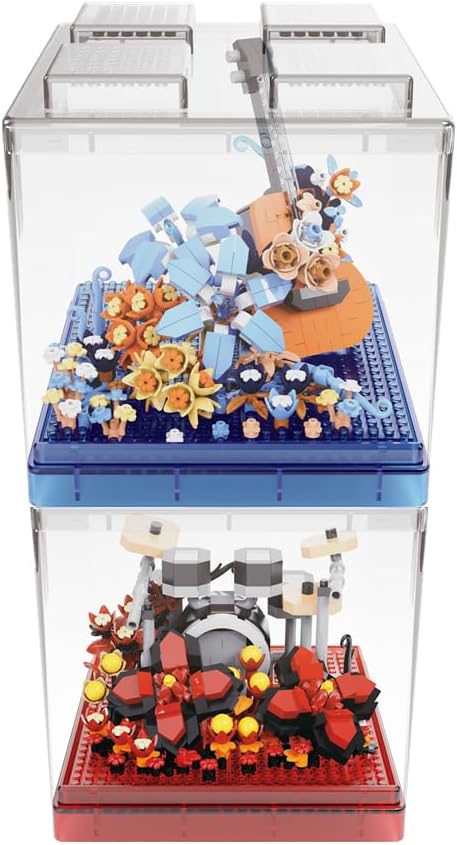 Musical Instruments Micro Blocks Building SetsClassical Famous Building Block Set1500 PCS for Adults and KidsGuitar and Drum Set with Clear Plastic Cover