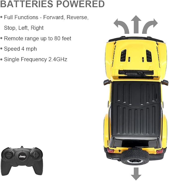 RASTAR RC Toy 1/24 Scale Wrangler JL Remote Control RC Car Rubicon Model Vehicle for Kids Yellow