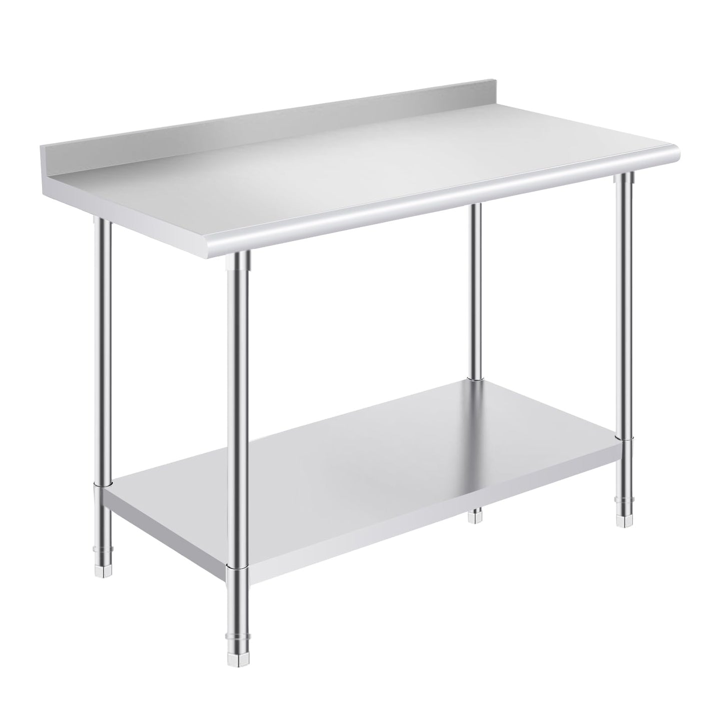 OSTBA Stainless Steel Table for Prep & Work 24x48 Inches with Backsplash, NSF Metal Commercial Heavy Duty Table with Adjustable Undershelf and Foot for Restaurant Kitchen Home and Hotel