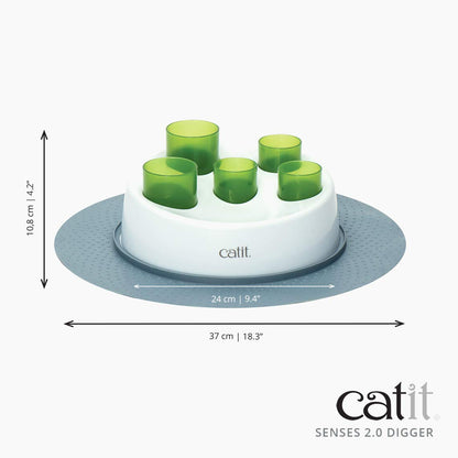 Catit Senses 2.0 Digger Interactive Slow Feeder - Turn Mealtime into Play Time