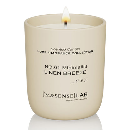 M&SENSE Natural Soy Candle| Linen Breeze | 5.3 oz | Mini Spring Scented Candles for Relaxation,Meditation,Home Décor | for Bedroom, Office, Party Small