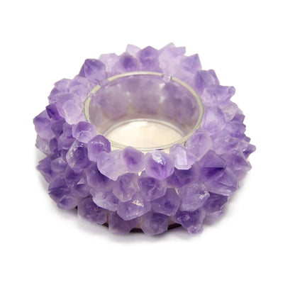 Handmade Natural Amethyst Cluster Quartz Crystal Healing Votive Candle Holder Gemstone Tealight Holder Home Decor Reiki Stone