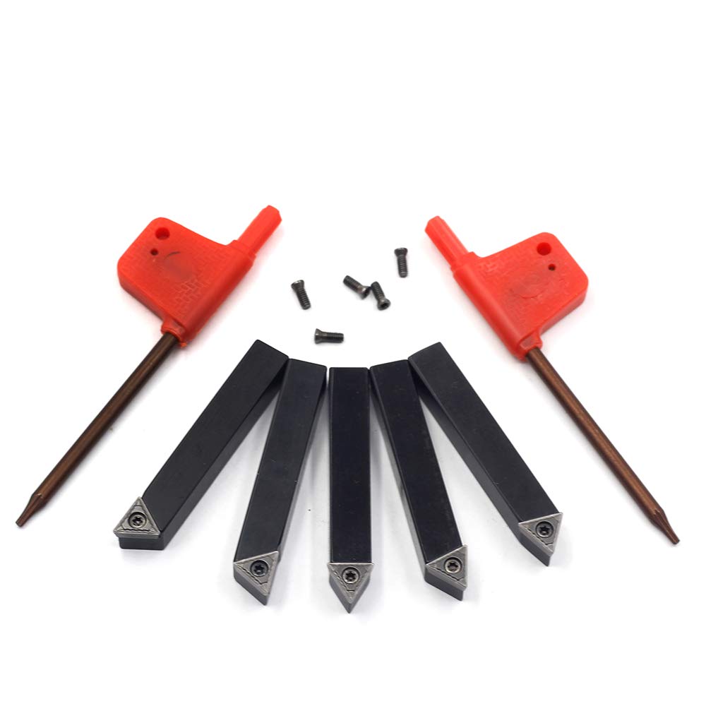 OSCARBIDE 5/16" Mini Lathe Indexable Carbide Turning Tool Holder, Metal Lathe Tools Inserts Bits with Carbide Inserts TCMT090204,5 Pieces/Set