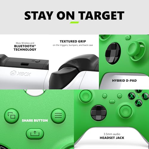 Xbox Wireless Gaming Controller (2025) – Velocity Green – Play on, Windows, Android, iOS, FireTV Sticks, Smart TVs, VR Headsets