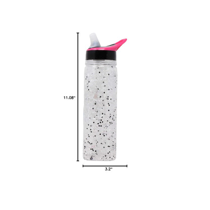 Copco 18 oz Double Wall Tritan Freezable Water Bottle with Crackle Gel - BPA-Free, Leak-Proof Flip-Top Lid, Easy Carry Loop - Keeps Drinks Cold Longer for Travel, Sports, Outdoor Use (White Glitter)